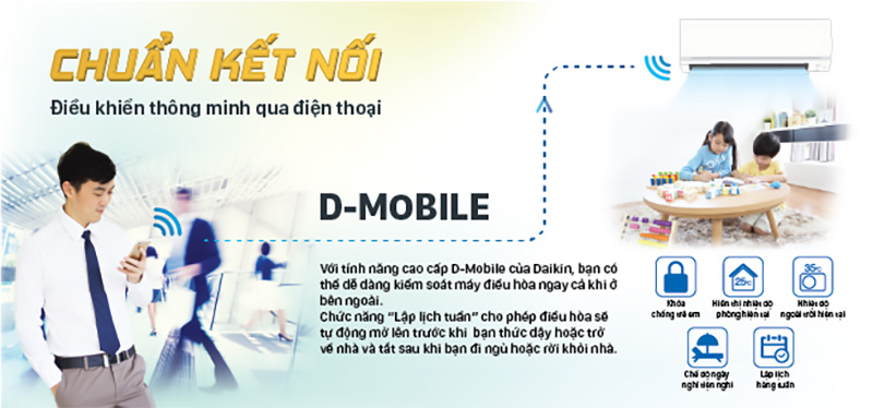 D-Mobile - Tính năng kiểm soát hoạt động điều hòa qua wifi được Daikin trang bị trên nhiều dòng