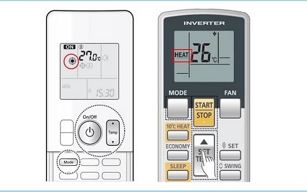 Hướng dẫn cách bật/ tắt chế độ sưởi ấm của điều hòa
