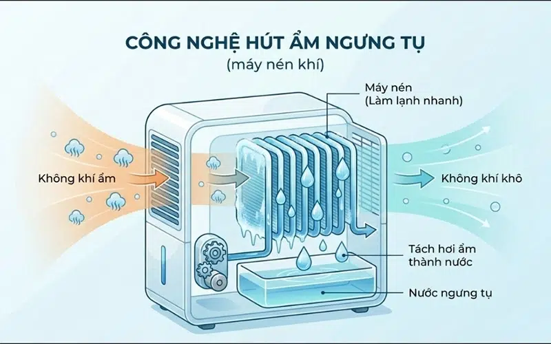 Công nghệ trên máy hút ẩm mang tới giải pháp tách ẩm nhanh chóng, hiệu quả hơn